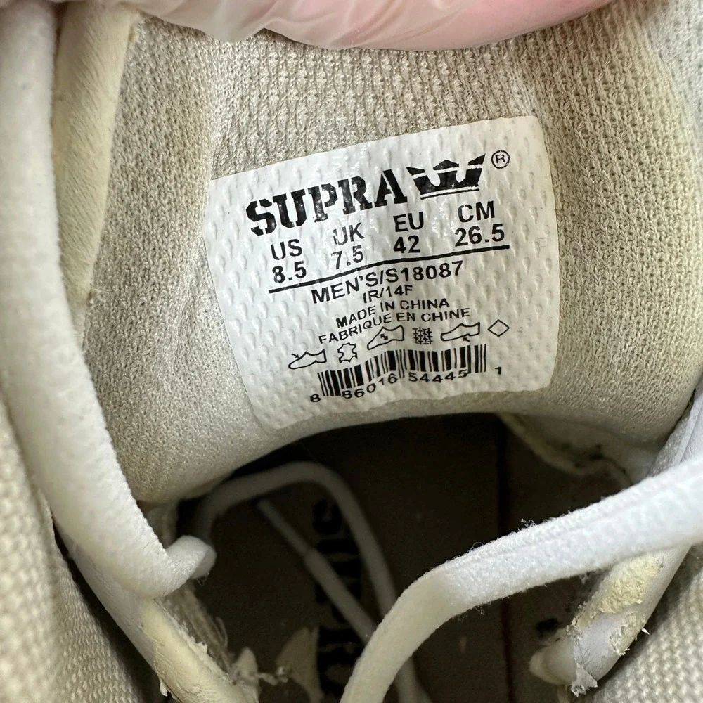 Supra Muska 001 Skytop Mens White Leather High Top Skate Shoes Size 8.5